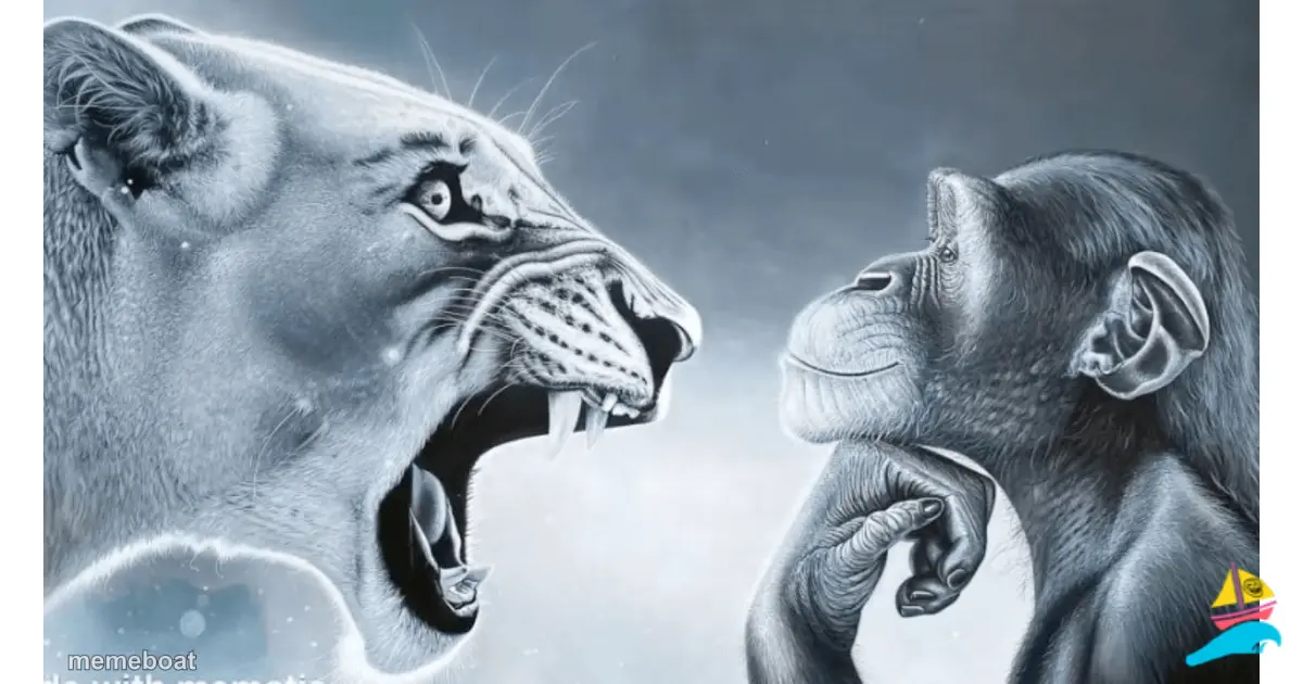 Angry Lion vs Chill Monkey meme