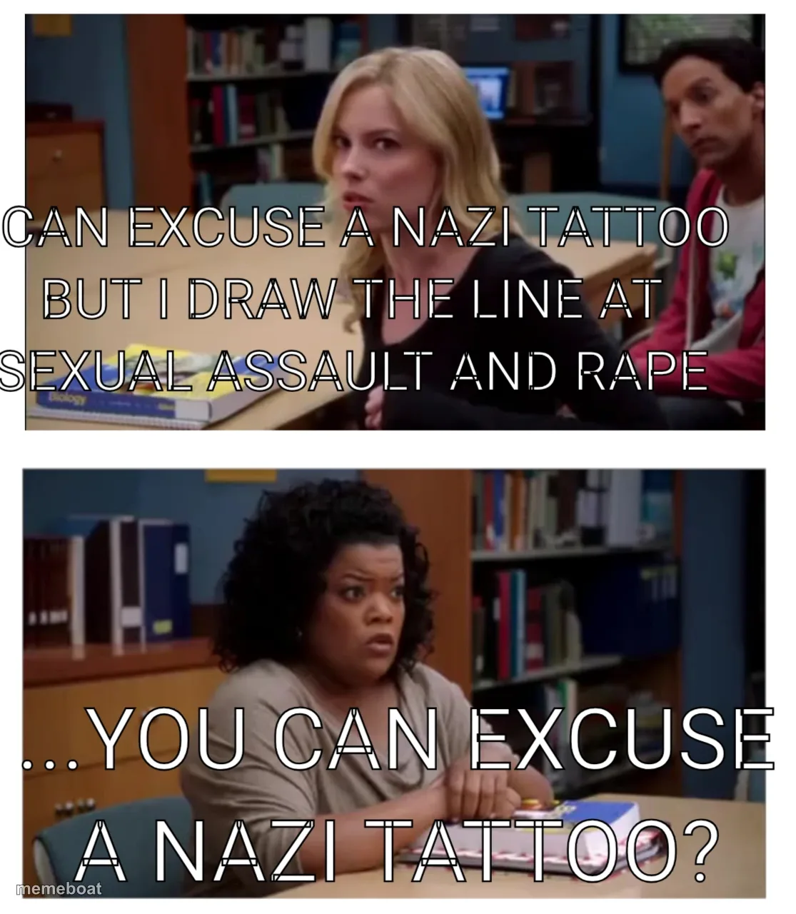 Britta And Shirley Shocked meme created by the community