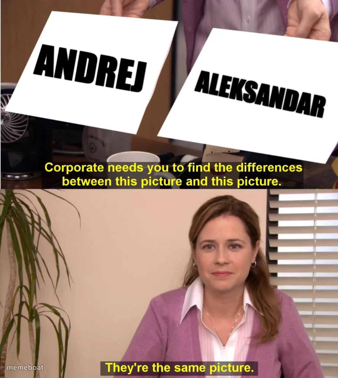 corporate wants you to find the difference meme created by the community