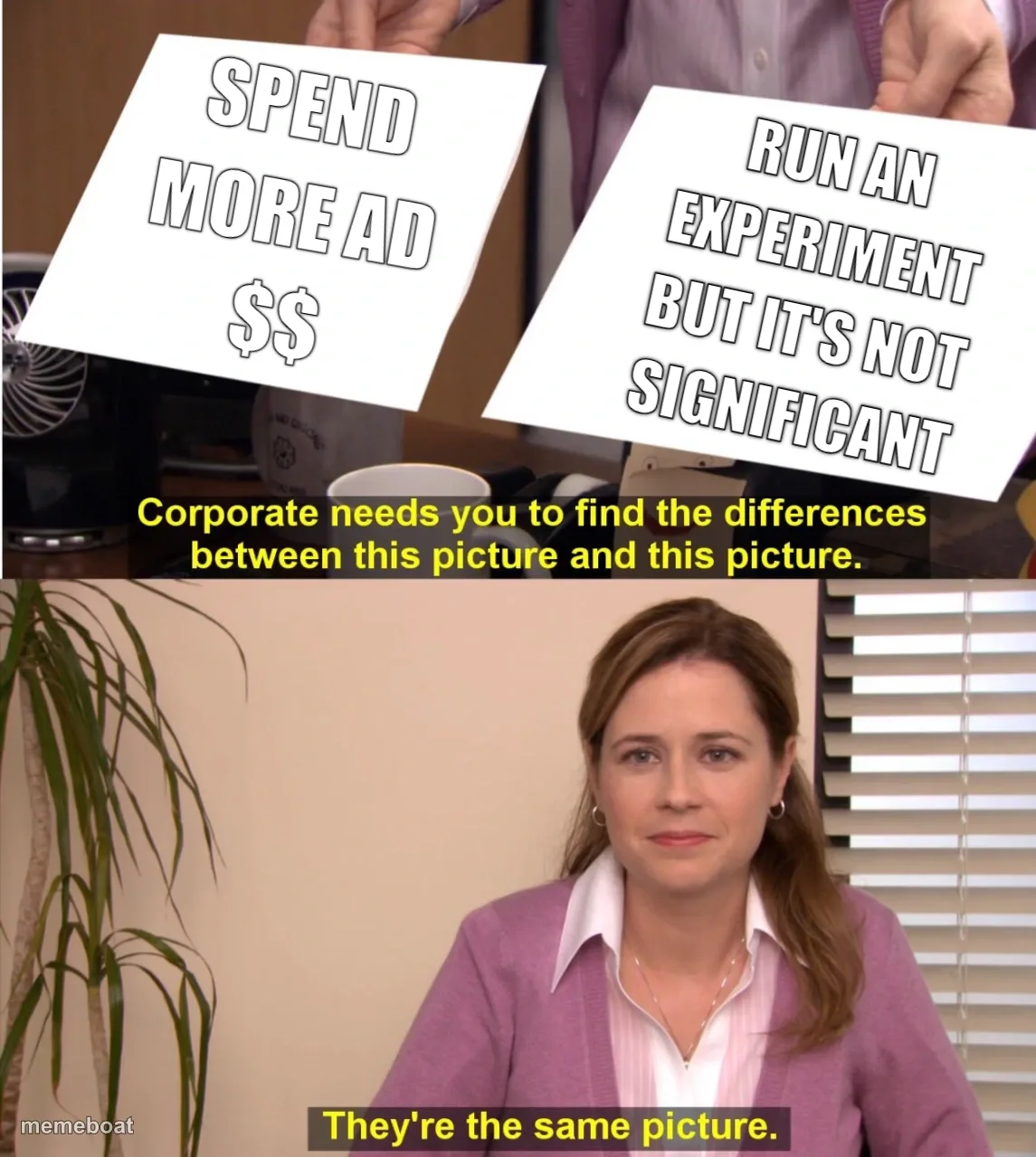 corporate wants you to find the difference meme created by the community
