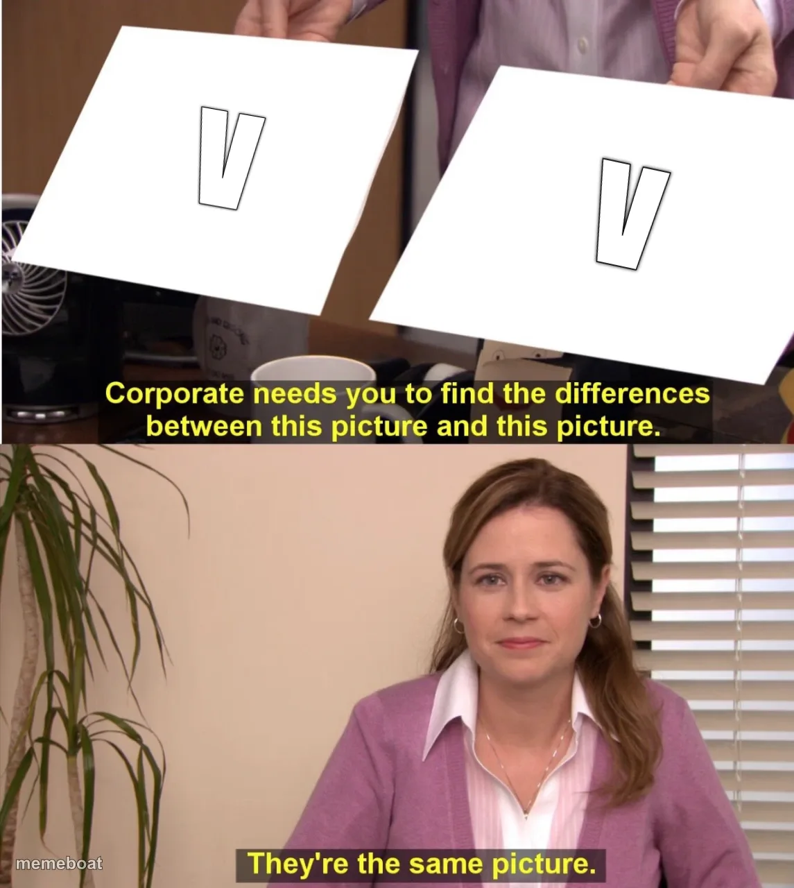 corporate wants you to find the difference meme created by the community