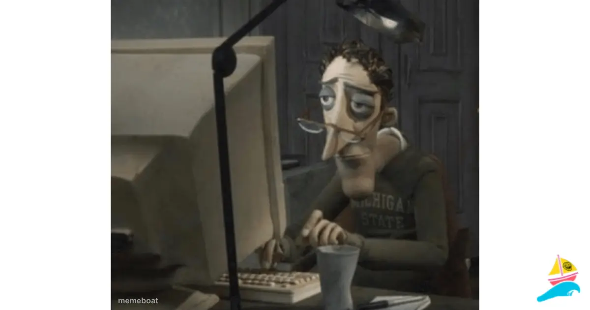 Depressed dad on computer meme