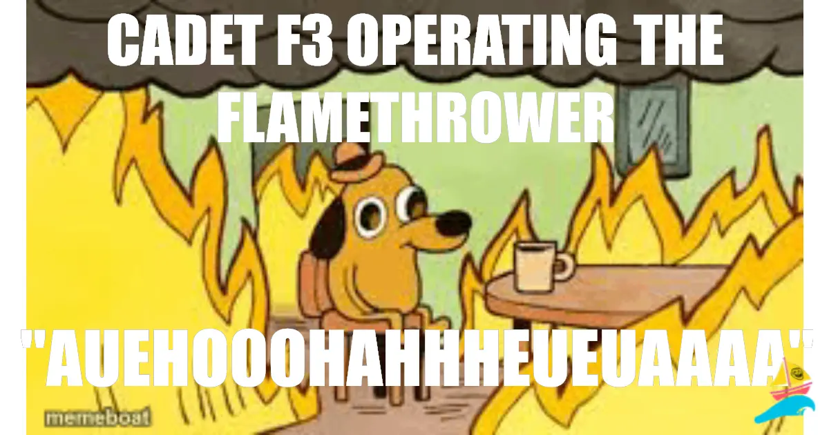 Cadet F3 operating the flamethrower