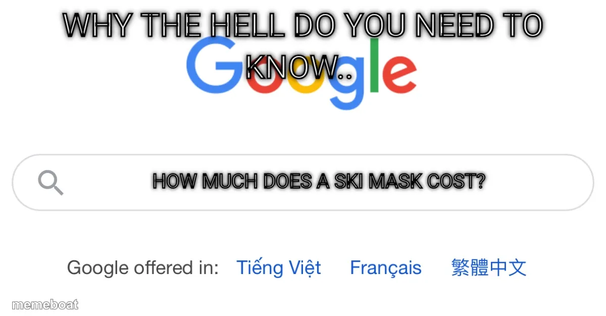 How much does a ski mask cost?