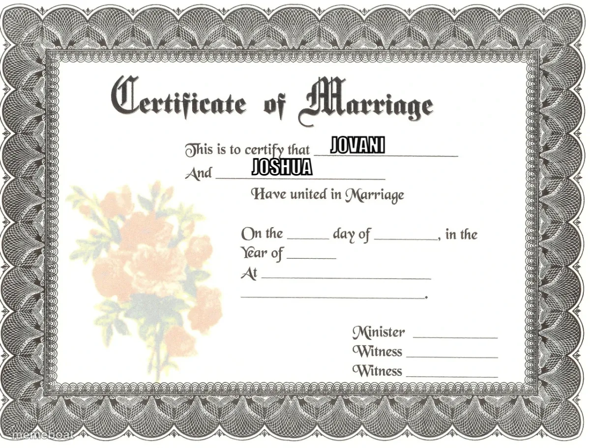 marriage certificate meme created by the community