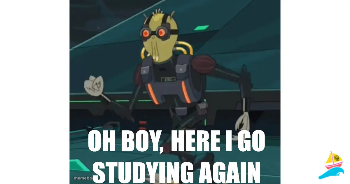 Oh boy, here I go studying again