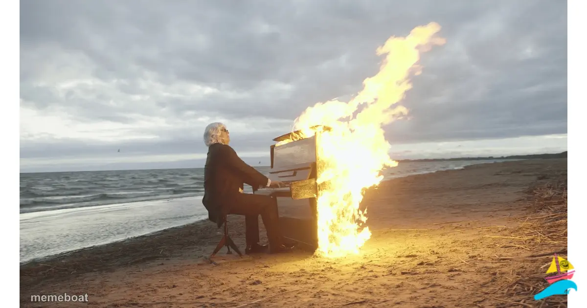 piano in fire meme