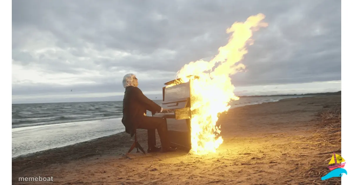 piano in fire meme