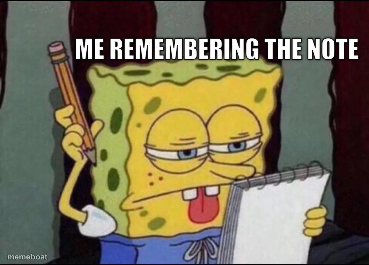 Me remembering the note