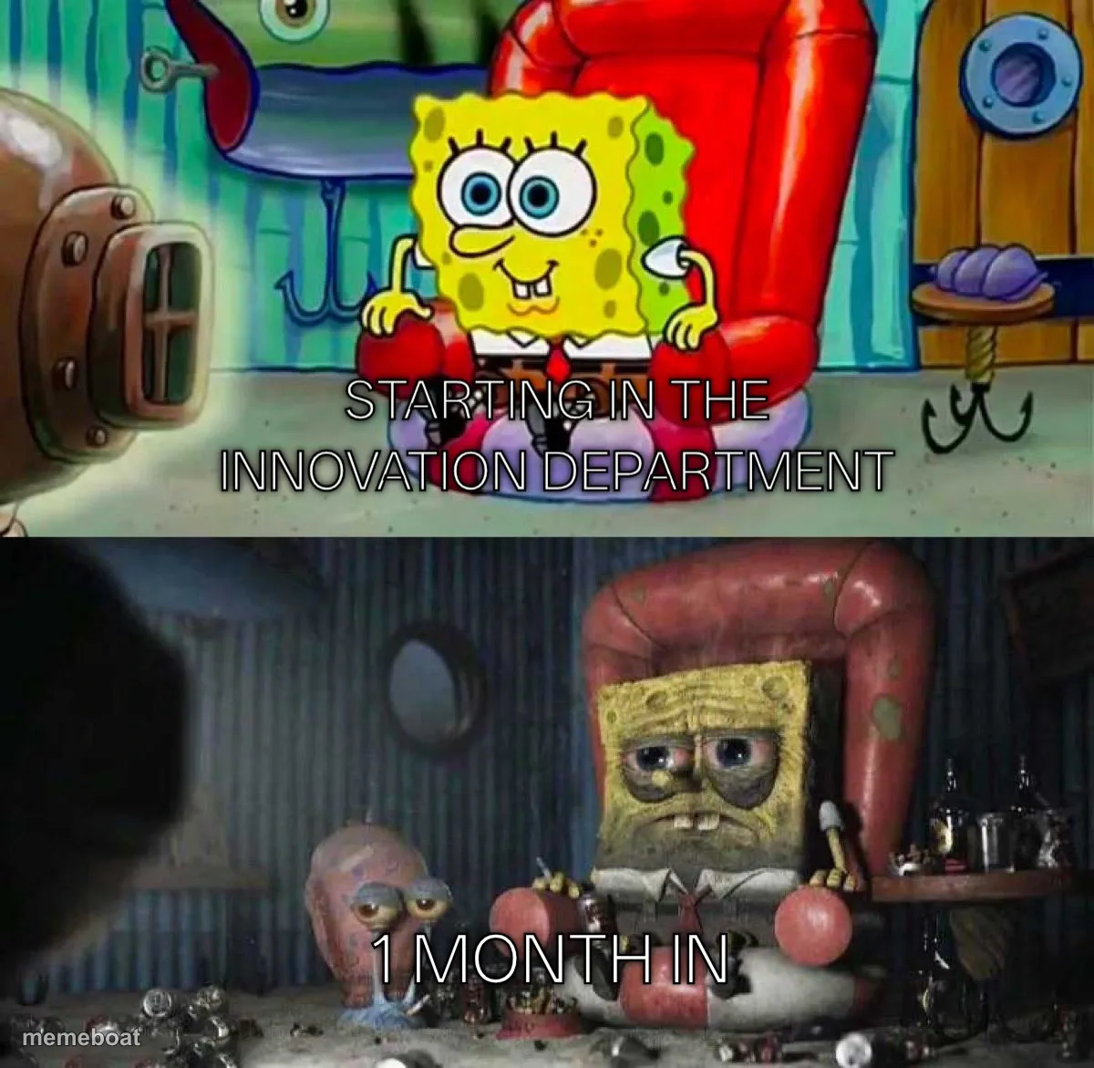 Spongebob Then Vs Now meme created by the community