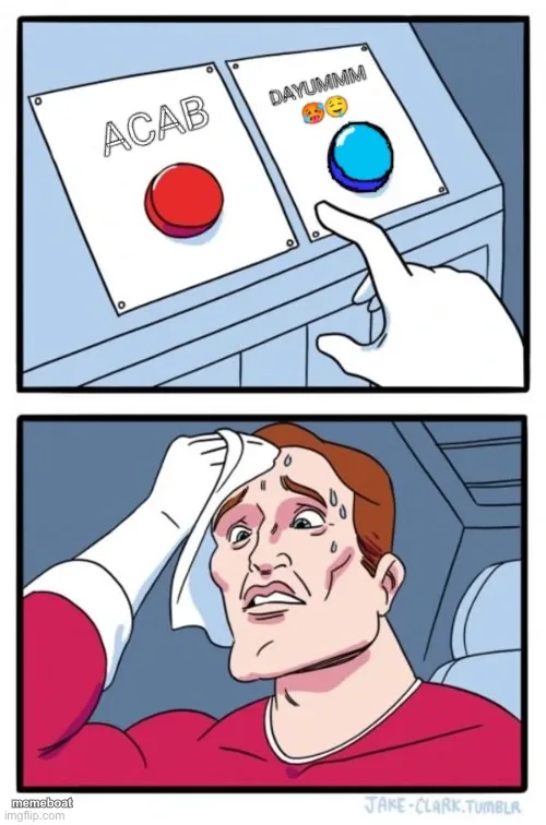 Two Buttons Sweating Guy meme created by the community