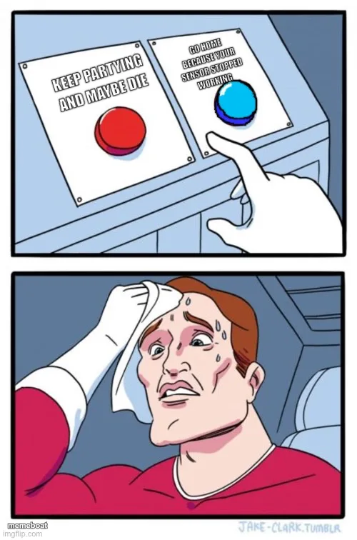 Two Buttons Sweating Guy meme created by the community