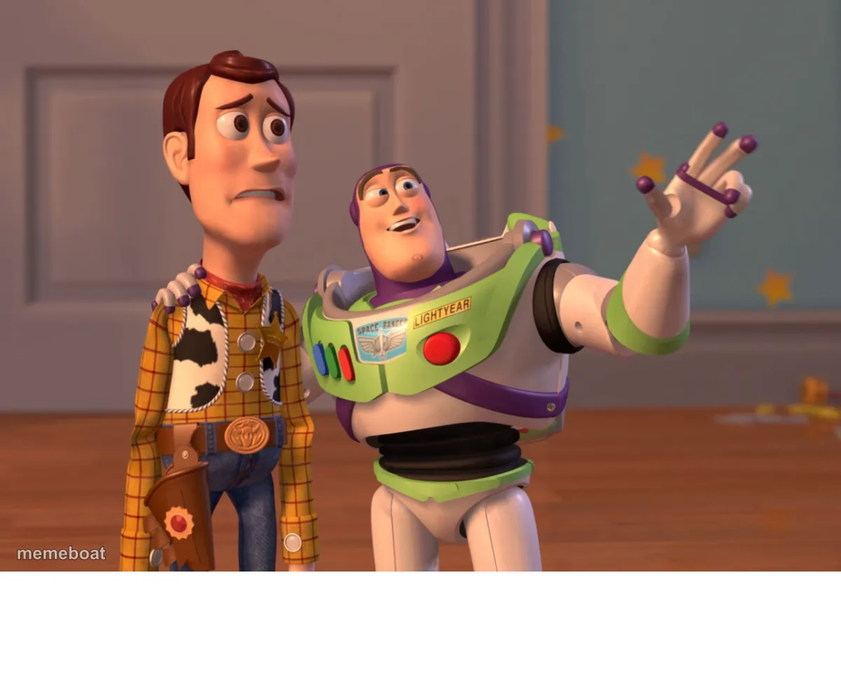 Woody And Buzz Everywhere meme created by the community